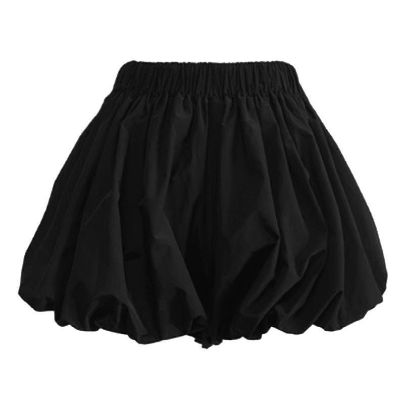 Black Skirt For Women Summer High-Waisted A-Line Bud Skirt Draped Pleated Cake Tutu Skirt - Image 2